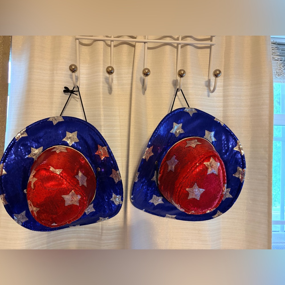 Sequin Star Cowboy Hat - Red and Blue